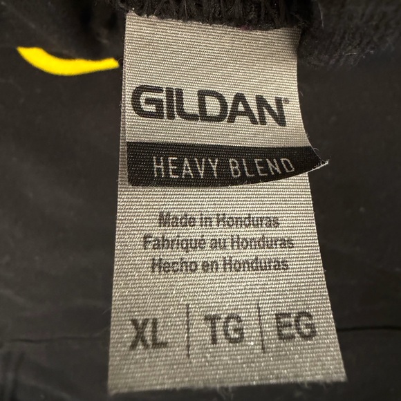 Gildan Black Hoodie with Yellow and White Print - Picture 3 of 5